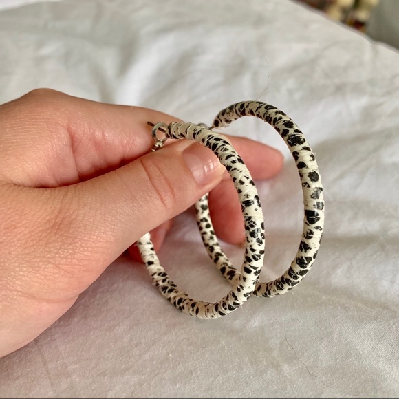 Snakeskin Wrapped Hoop Earrings - Picture 3 of 8